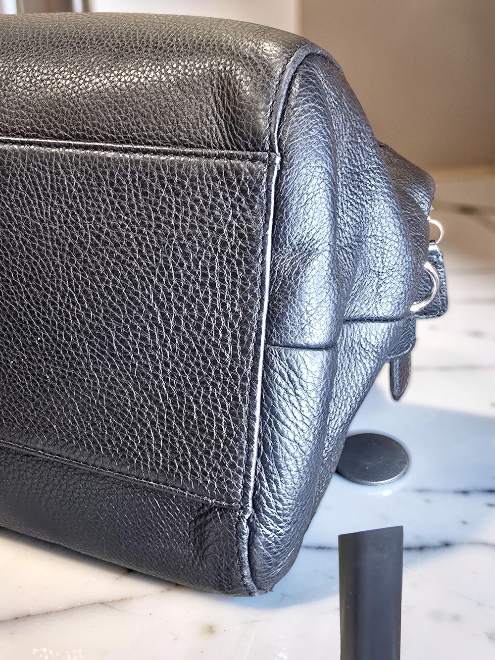 Coach Park Katheryn Black Pebbled Leather Triple Zip Carryall Satchel - Picture 6 of 15